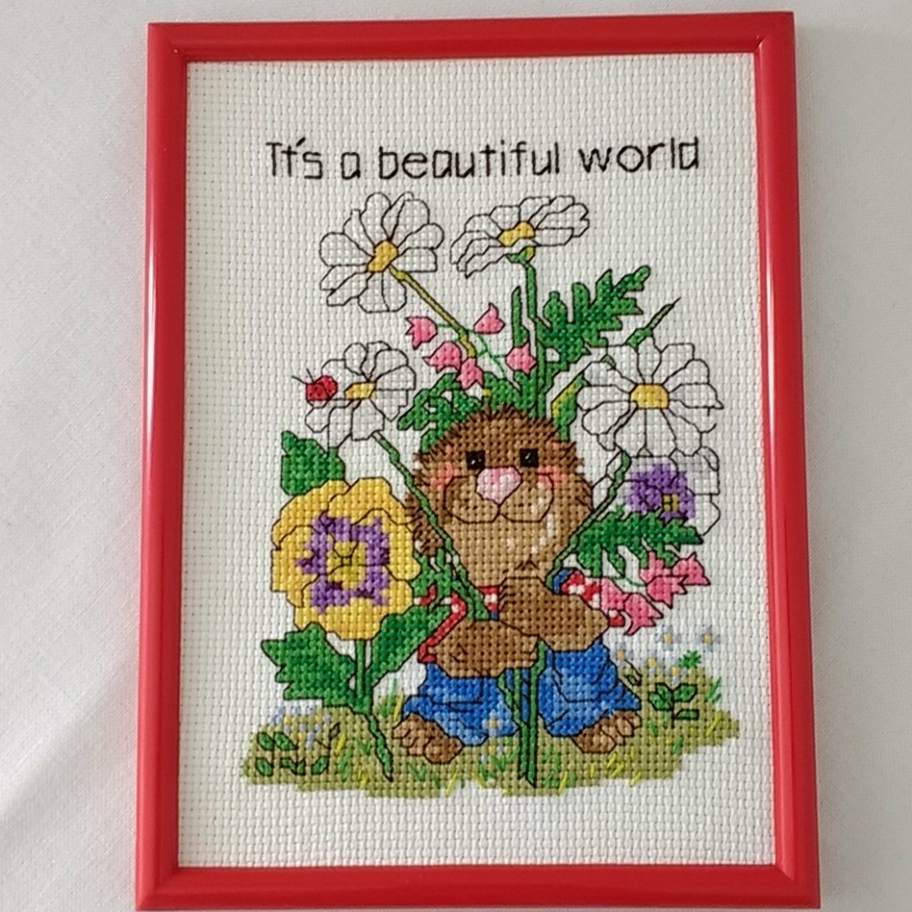 It's a beautiful world embroidery